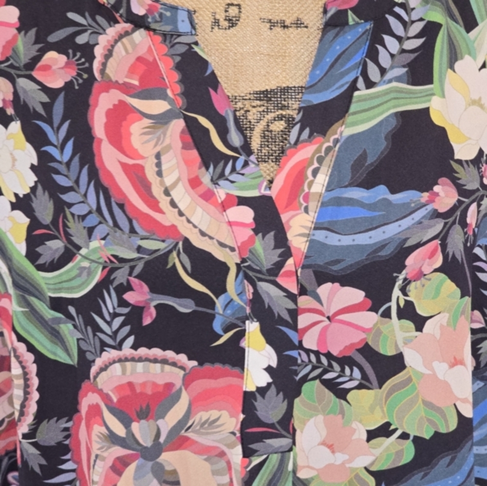 Tahari Floral Print Black Blue Pink Women's Top Plus Size 2X New - Picture 7 of 11